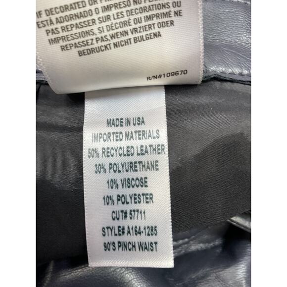 Agolde '90'S' Pinch Waist Black Leather High Rise Straight Denim Jean Size 27 - Picture 5 of 5